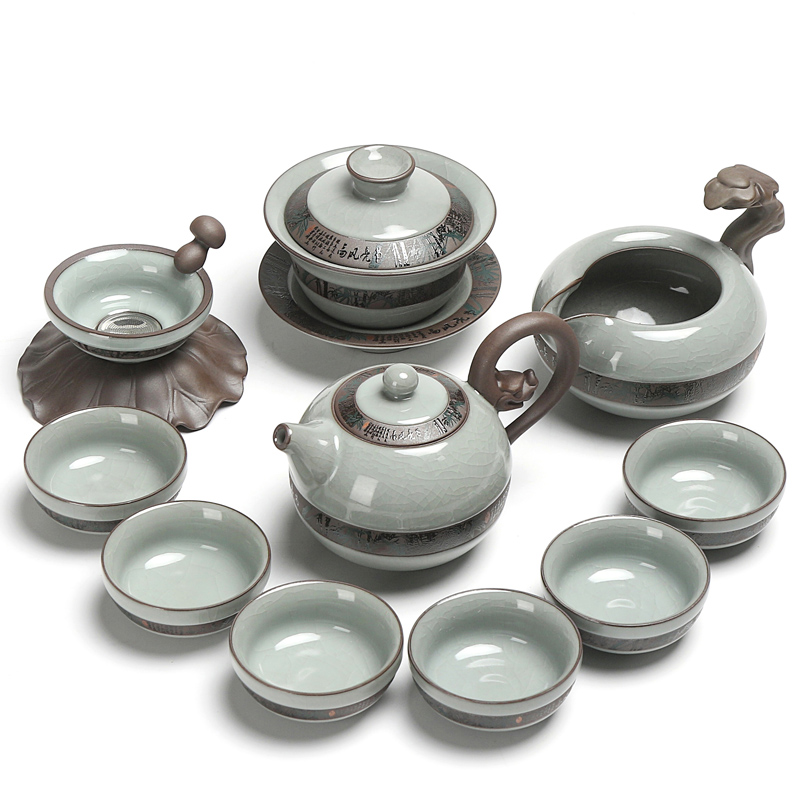 Tea teapot teacup Tea tureen washing household open piece of kung fu Tea Tea set a complete set of elder brother up with porcelain Tea set