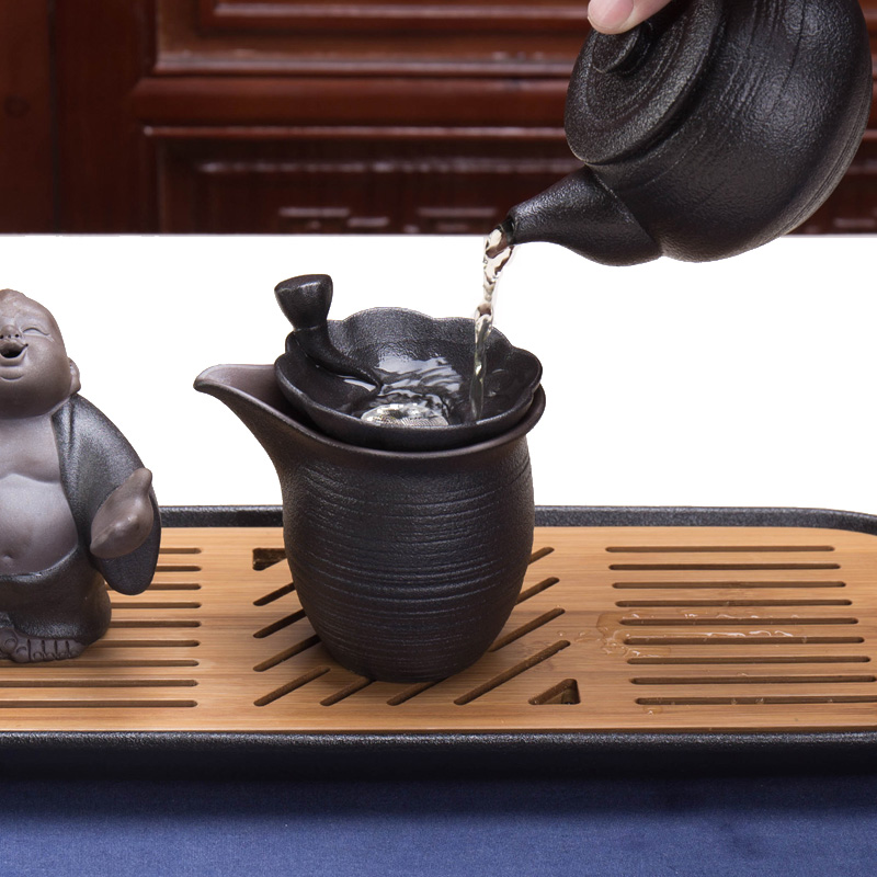 Japanese black glaze ceramic tea set) of kung fu tea tea tea strainer furnishing articles pet filtration rack