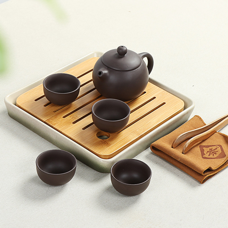 Bamboo tea suit small ceramic tea tray was small dry tea Japanese travel kung fu tea service of tea of a complete set of the sea