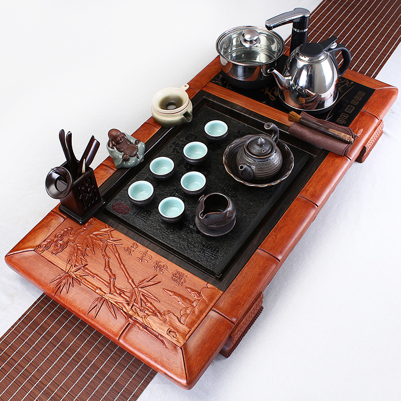 Xin yi yuan hua limu combined with sharply stone solid wood tea tray was elder brother up of a complete set of ceramic tea set