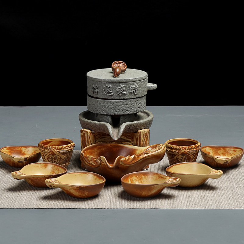 Xin arts margin thick ceramic half of a complete set of automatic tea set suit creative lazy people prevent hot kung fu tea European - style restoring ancient ways