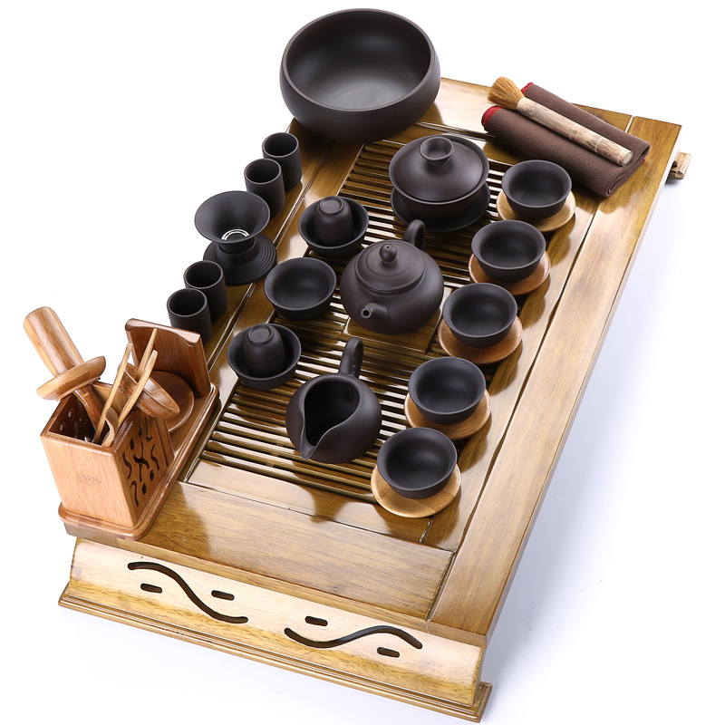 Xin arts margin of large classical solid wood tea tray was Taiwan tea saucer yixing purple sand tea sets tea service of a complete set of kung fu