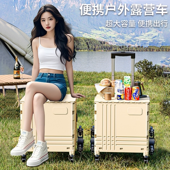 Camping Trolley, Outdoor Travel Picnic Flip-Top Trolley, Foldable New Car-Mounted Convenient Flip-Top Trolley