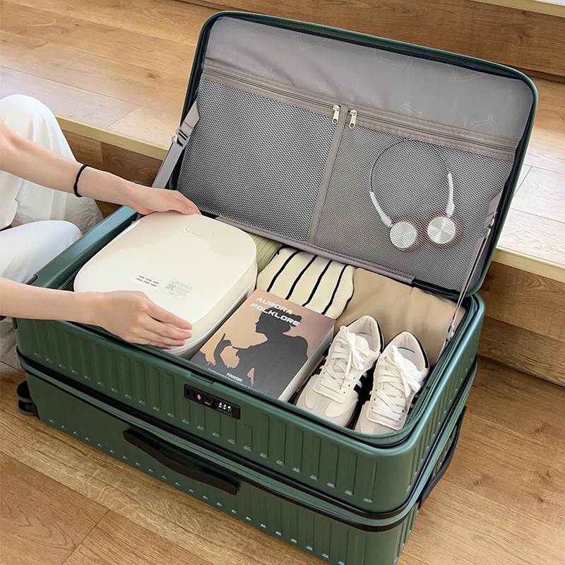 Pc Side-Opening Suitcase with Expandable Large Capacity, Front-Opening 24inch New Model Trolley Case 28-Inch Password Travel Suitcase for Men and Women