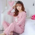 Bộ đồ ngủ nữ mùa hè cotton dài tay dễ thương có thể mặc mùa xuân và mùa thu nữ cotton phục vụ nhà mùa đông