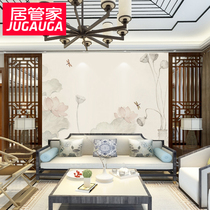 Chinese Zen study mural Lotus artistic conception TV background wall wallpaper meticulous painting custom wallpaper living room wall cloth