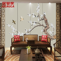 3d Chinese flower and bird TV background wall wallpaper minimalist modern mural bedroom living room seamless film and television decorative wall cloth