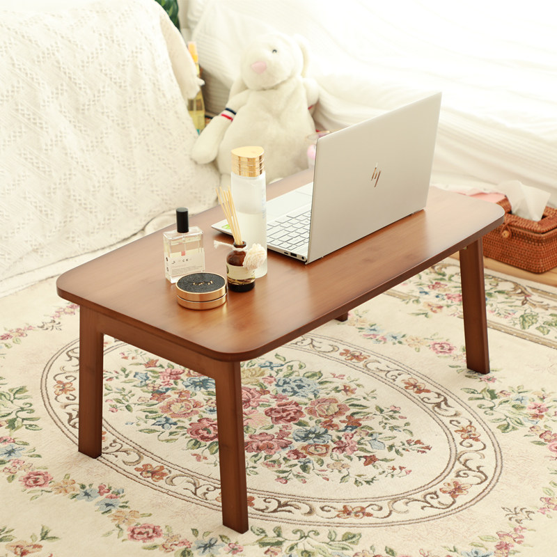 [USD 56.96] Solid Wood Folding Rattan Table Rattan Floor Tables