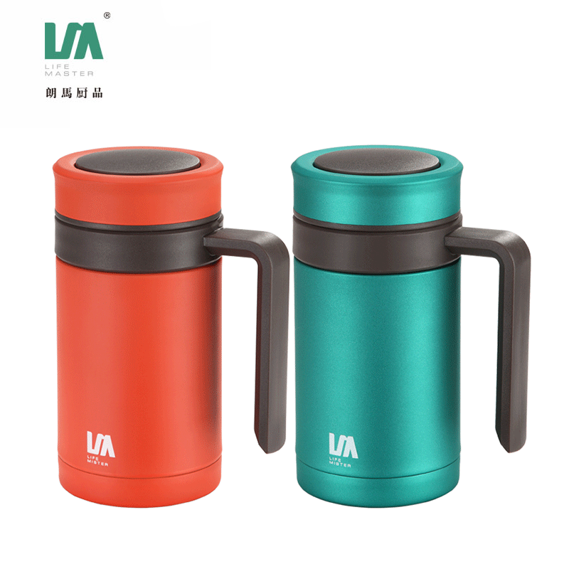 Longma mug unisex stainless steel mug student cup teapot handle cup portable large capacity