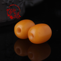 Decorated in the correction of natural old raw stone beeswax barrel beads scattered beads chicken oil yellow old honey beads hand string to send certificate