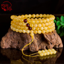 Decorated in the original original stone beeswax beeswax chicken oil yellow beeswax 108 bracelet necklace worry-free chicken oil yellow