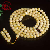Decorated with natural worry-free white beeswax 108 beads handstring necklace original ore raw stone white beeswax men and womens models