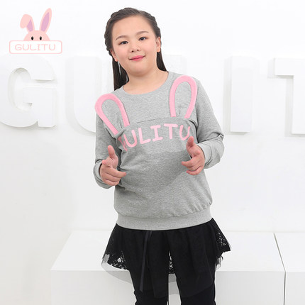 胖女童春秋新款卫衣宽松休闲中大童装长袖上衣