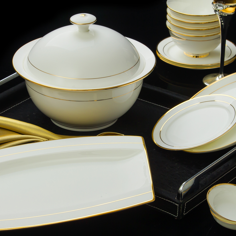 Jingdezhen ceramic tableware suit household European dishes plate combination meals contracted western - style food ceramic 62 head