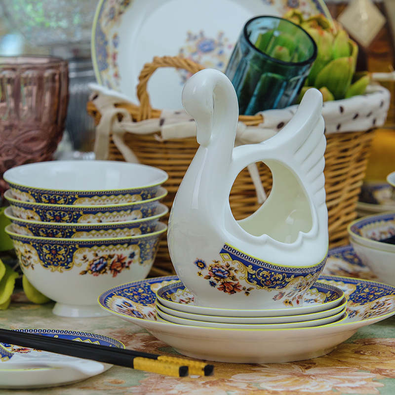 Jingdezhen ceramic tableware suit Chinese dishes home court high - grade ceramics dishes suit glair