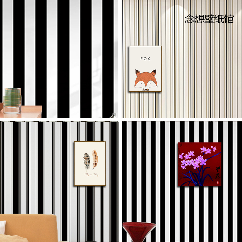 Modern Minimalist Black And White Vertical Stripes Wallpaper Mediterranean Blue Wallpaper Yellow Green Red Pink Bedroom Living Room Childrens Room