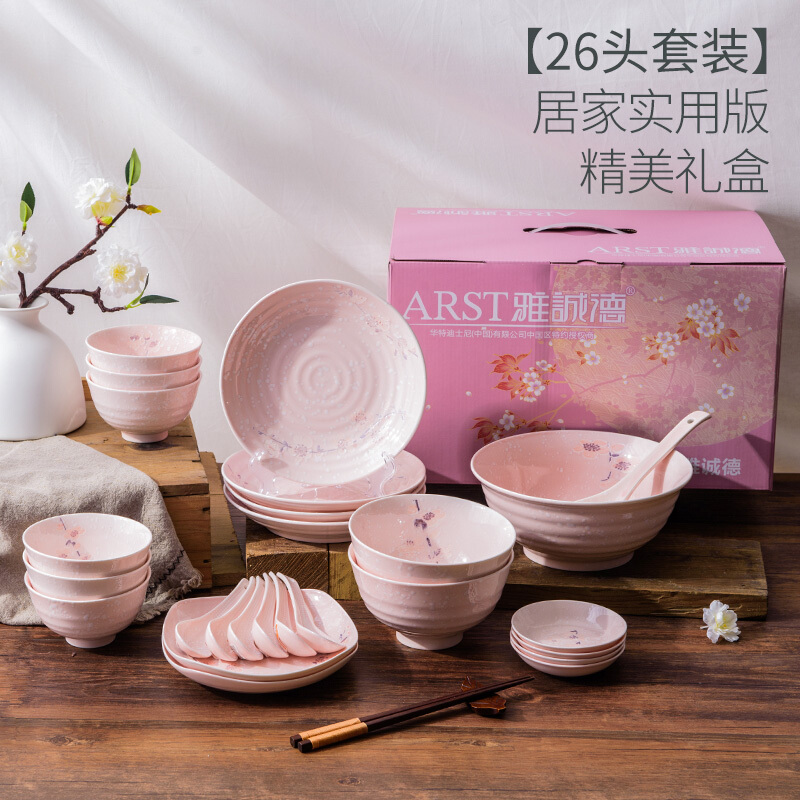 Ya cheng DE under the glaze color Japanese dishes suit household name plum portfolio to use of ceramic plate dishes gift box