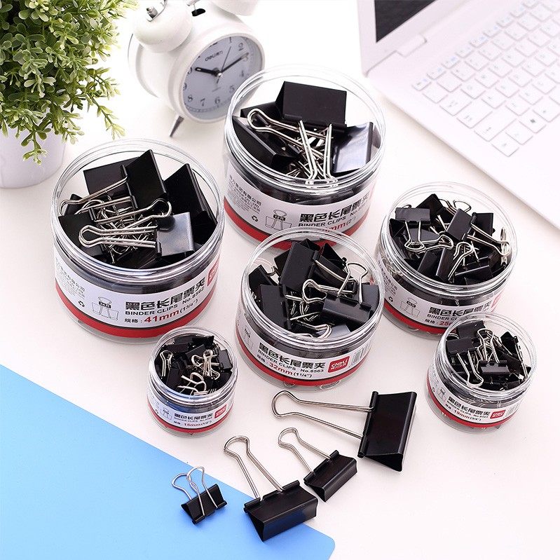 Powerful black long tail clip dovetail clip ticket clip bill clip small clip whole tube fishtail clip storage clip large, medium and small multi-specification optional test paper clip metal paper clip information clip