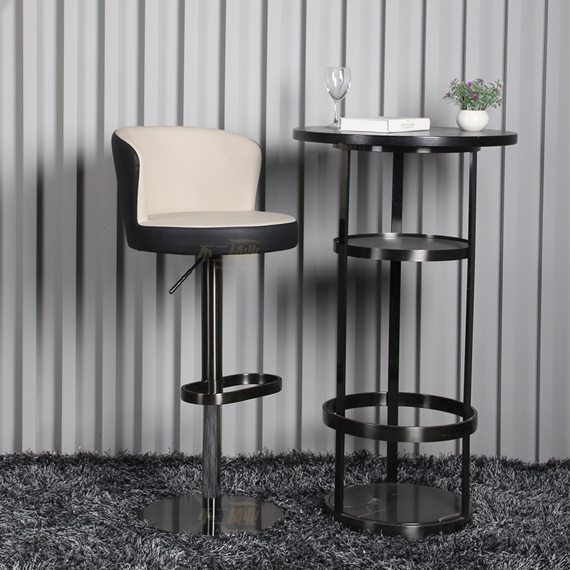 Nordic Style Bar Table Chair High Footstool Modern Minima Light Lavish Stainless Steel Home Lift Swivel Bar Island Table Chair