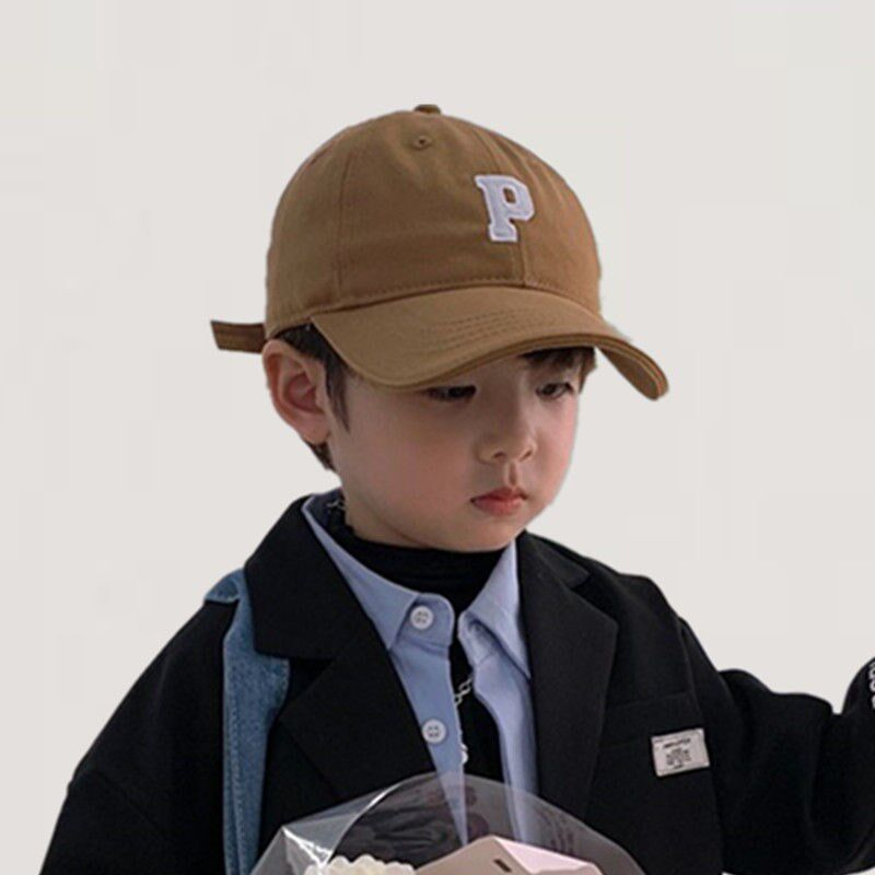 Han Guofeng Children's minimalist baseball hat tide personality boy girl pure color foreign letters hip hop hat duck tongue cap-Taobao