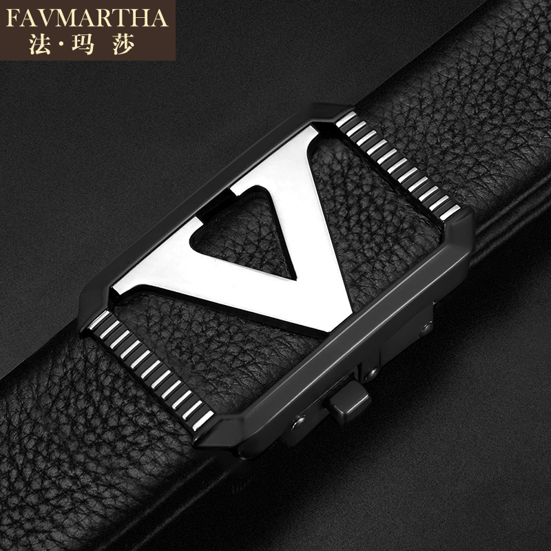 Men's belt first layer cowhide business suit automatic buckle genuine leather belt Korean style casual trend trouser belt for young people