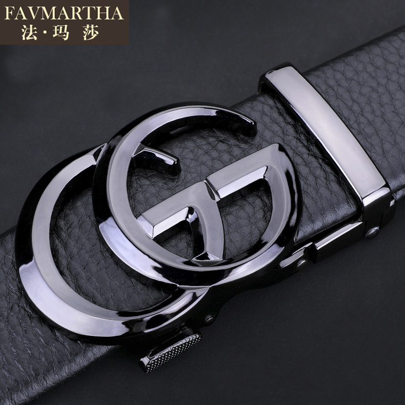 Belt men automatically buckle leather and young people business pure cow leather Korean version of simple tide pants belt