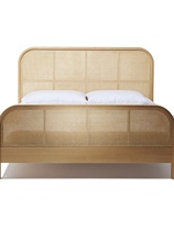 Wabi style double bed large bed wedding bed model room hotel B&B club nursing home bedroom bed rattan furniture