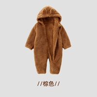 Коричневое фланелевое боди с капюшоном