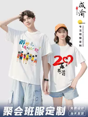 Classmate reunion T-shirt customization 20th anniversary graduation class clothes T-shirt round collar lapel group building advertising cultural shirt printing logo