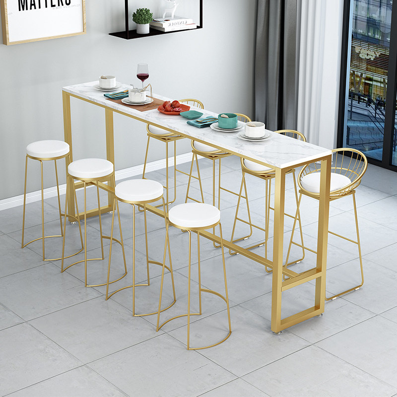 Nordic modern marble bar table Balcony Close By Window Home Minimalist Milk Tea Shop By Wall Strip High Foot Table And Chairs