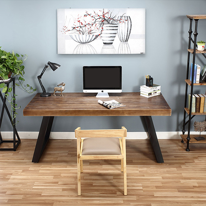 loft retro iron art solid wood desk brief computer table and chairs combined desk desk desk working table