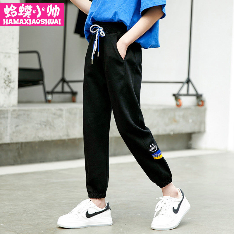 Girl Casual Pants Summer 2022 New Handsome GREAT BOY DRAWING ROPE LONG PANTS GIRL SPORTS PANTS Pants Feet Thin