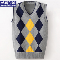 Boys vest Childrens knitted vest sweater Autumn and winter waistcoat pure cotton big child wool boys 2021 spring and autumn models