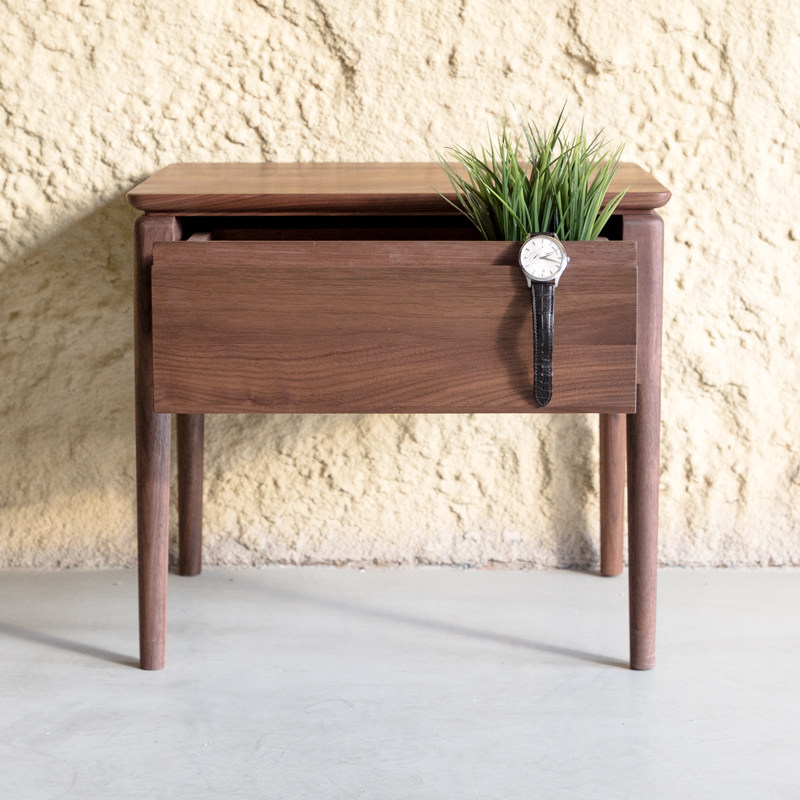 Black walnut solid wood bedside table simple modern North American walnut pure solid wood light luxury Nordic Japanese vegetable oil export