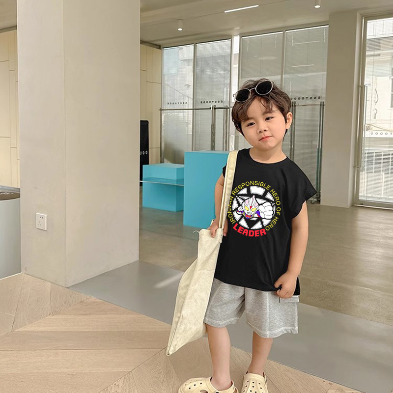 Pure Cotton Children's Sleeveless T-Shirt Boys' Ultraman Top 2025 Summer Trendy Fashion Superhero Vest for Kids Pure Cotton Children's Sleeveless T-Shirt Boys' Ultraman Top 2025 Summer Trendy Fashion Superhero Vest for Kids