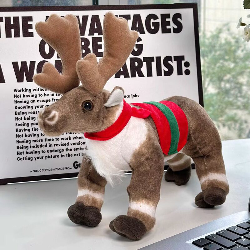 リアルなトナカイのぬいぐるみ、トナカイ人形、布人形、子供へのクリスマスプレゼント、女の子向けの装飾小道具