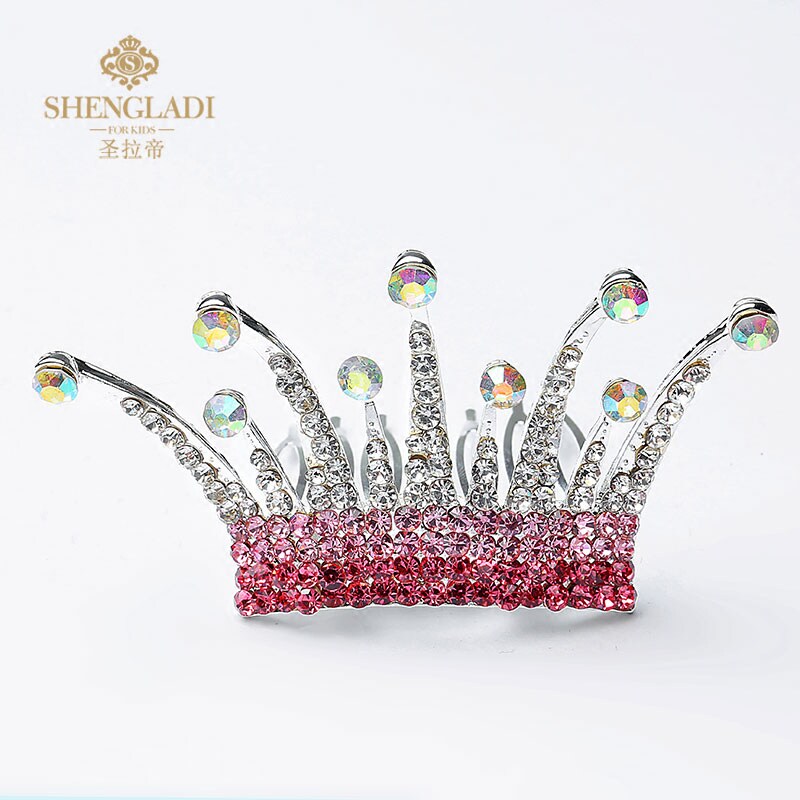 Children's Crown Hair Accessories Girl Princess Crown Hair Accessories Flower Girl Beauty Headdress Rhinestones Birthday Host Performance Accessories
