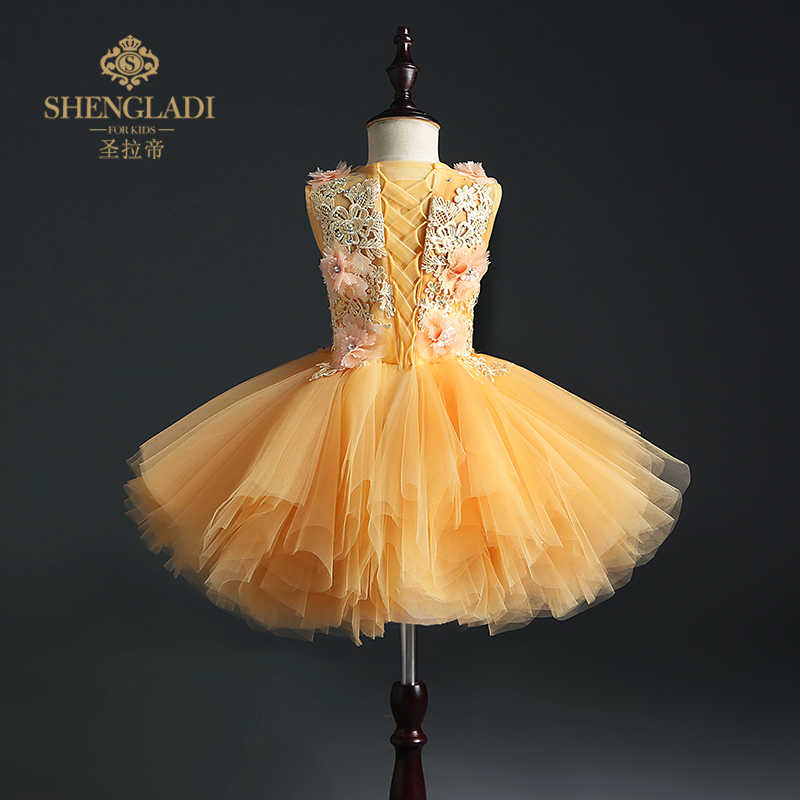 Váy hoa cô gái nữ đám cưới cô gái công chúa váy bé gái nước ngoài phồng sợi vàng piano chơi đầm - Váy trẻ em áo vest bé trai 1-2 tuổi