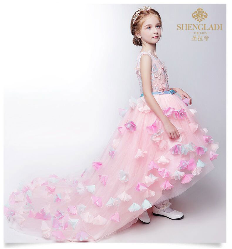 Trang phục trẻ em nữ công chúa váy hoa cô gái váy pettiskirt cô gái trang phục piano trẻ em mẫu catwalk váy cưới đầm đẹp cho be gái 7 tuổi