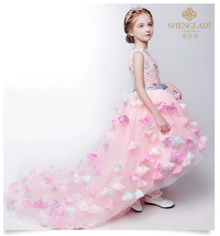 Trang phục trẻ em nữ công chúa váy hoa cô gái váy pettiskirt cô gái trang phục piano trẻ em mẫu catwalk váy cưới shop thời trang trẻ em