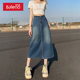 Benny Road blue retro denim skirt women's spring and autumn