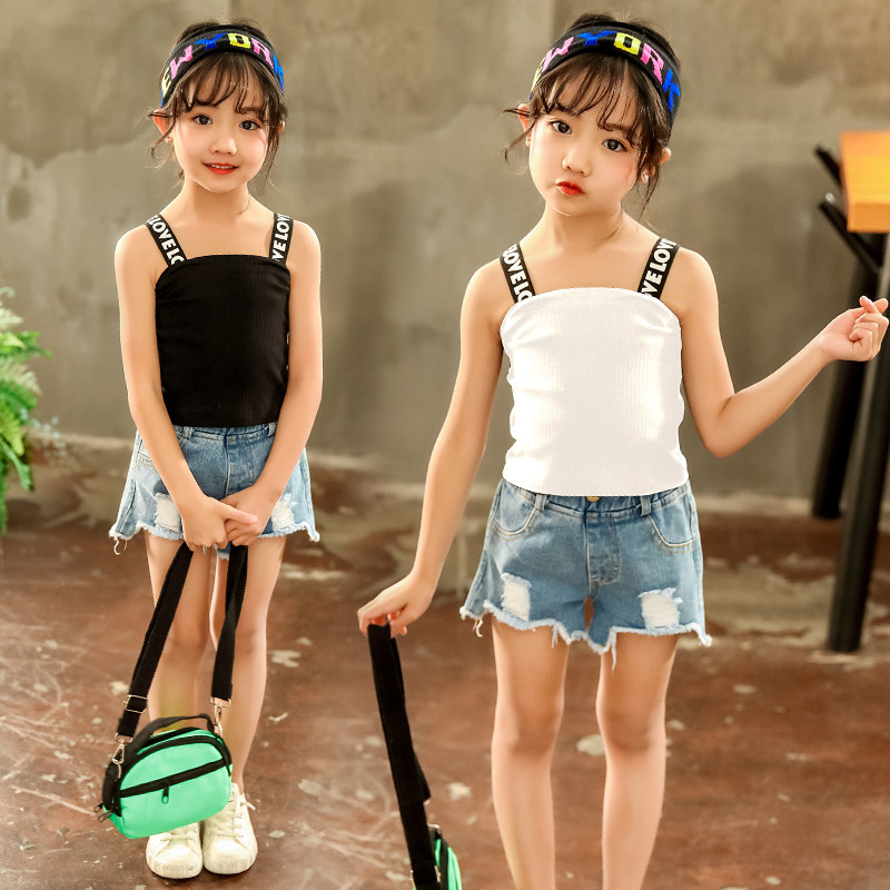 (Break code welfare)Girls ' halter shirt 2021 summer Yangqi little girl bandeau base shirt Children's vest tide