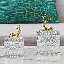 Glass Candy Jar Ornaments Nordic candy cup creative living room home accessories dried fruit bowl candy tank with lid fruit cup