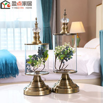 European-style American vase decoration Bedroom living room coffee table flower arrangement glass storage tank Modern literary and artistic dining table decoration