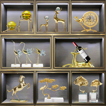 Pure copper light luxury ornaments lucky copper deer living room wine cabinet TV Cabinet Office brass horse crafts housewarming gift