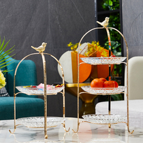 Light luxury metal fruit plate European three-layer dessert cake dessert table multi-layer pastry living room candy tray rack