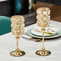 Golden European crystal candlestick ornaments light luxury home dining table candlelight dinner Nordic romantic decorative candle holder