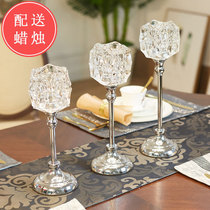 European-style candle holder Luxury candlelight dinner props Crystal metal American dining table model room soft decoration ornaments