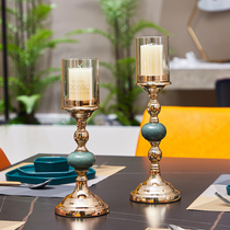 European-style romantic Western candlelight dinner candlestick decoration Light luxury living room household dining table decoration Golden candlestick