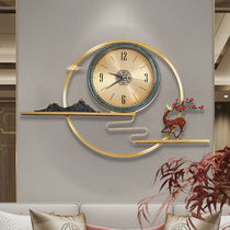 New Chinese style atmospheric radio clock clock living room home fashion simple large size automatic timing pure copper wall watch